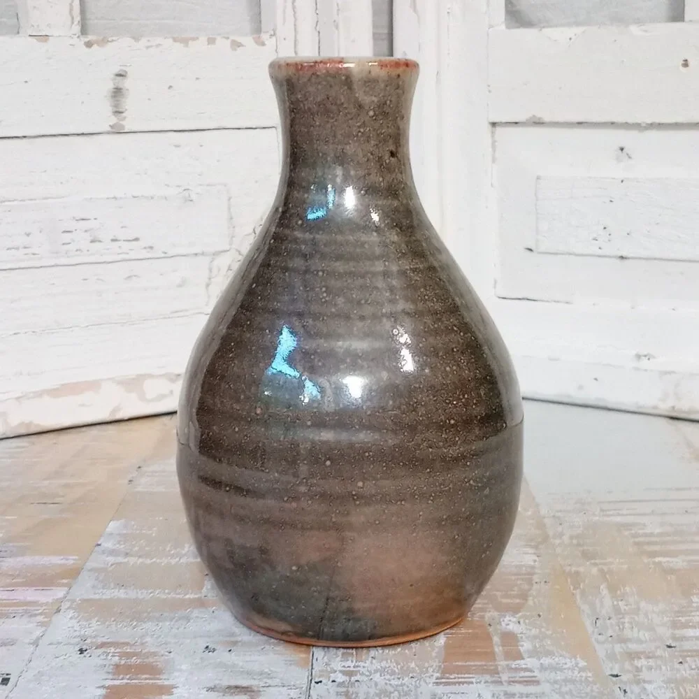 Vince Pitelka Signed Studio Pottery Stoneware Vase Tokkuri Bottle Wood Ash Drip